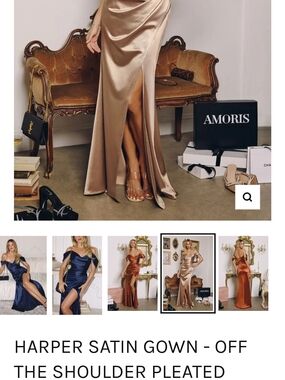 Elegant Satin One-Shoulder Evening Dress in Rose Gold